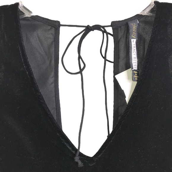 Plenty By Tracy Reese Women's Sexy Blouse Cold Shoulder Black Velvet‎ Sz XS NWT - Picture 7 of 12